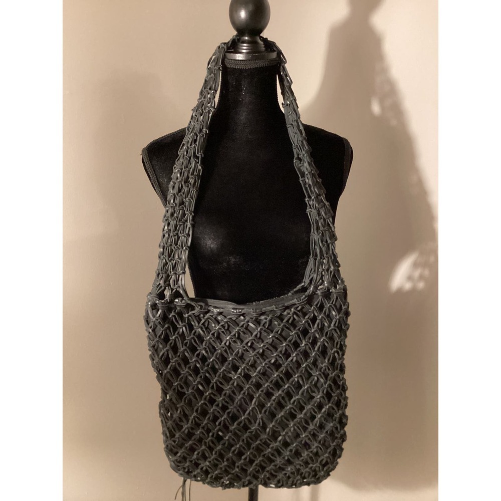 Eric Javits Black fishnet knotted purse satchel crossbody - Picture 2 of 9
